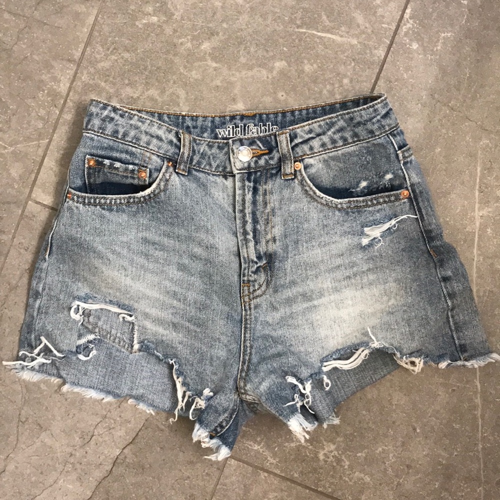 High rise distressed shorts